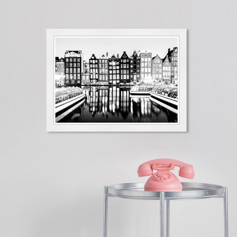 Wynwood Studio Prints Cities and Skylines Black and White Netherlands Black and Modern & Contemporary Wall Art Canvas Print - White