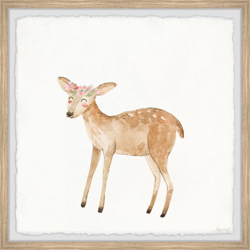 Floral Fawn Framed Wall Art, Floral Delight - A Blooming Accent for Your Living Space