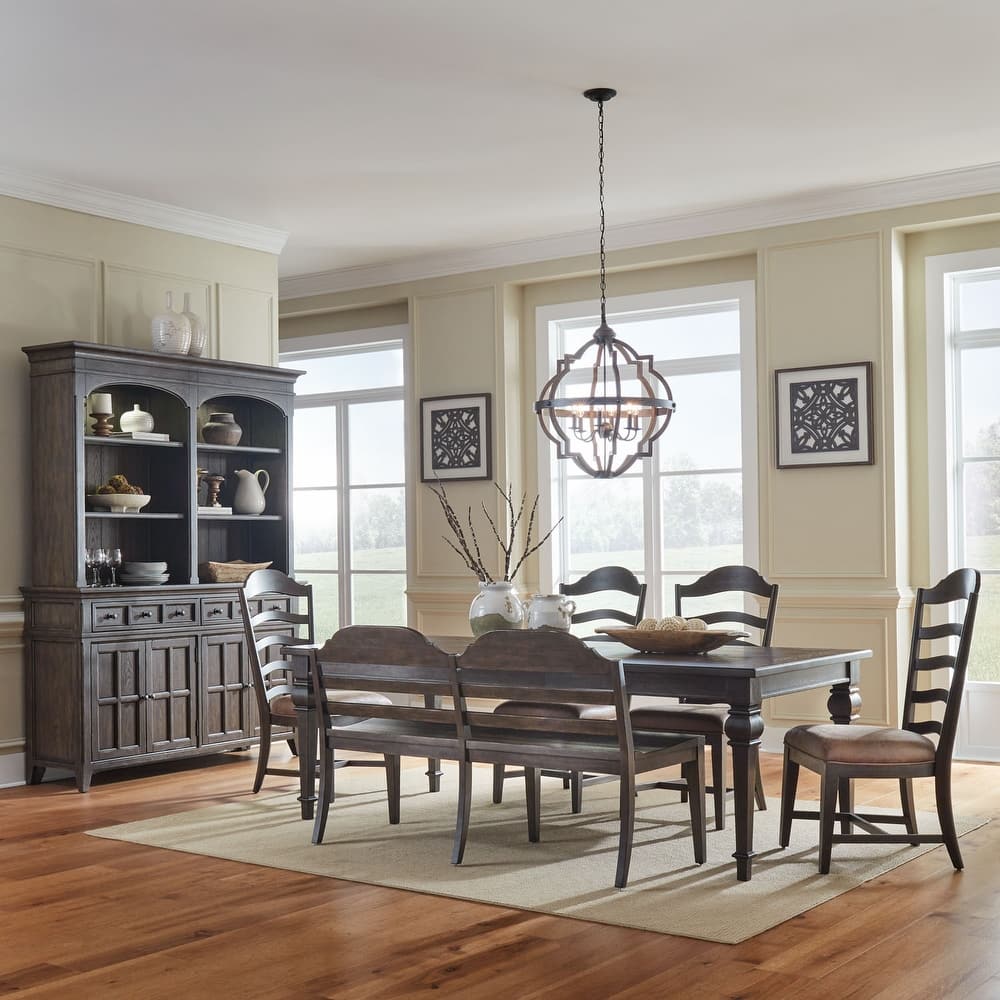 Paradise Valley Saddle Brown Rectangular Table Set