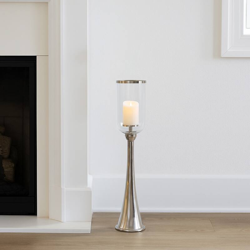 Modern Metal and Glass Floor Candle Stand for Pillar Candles
