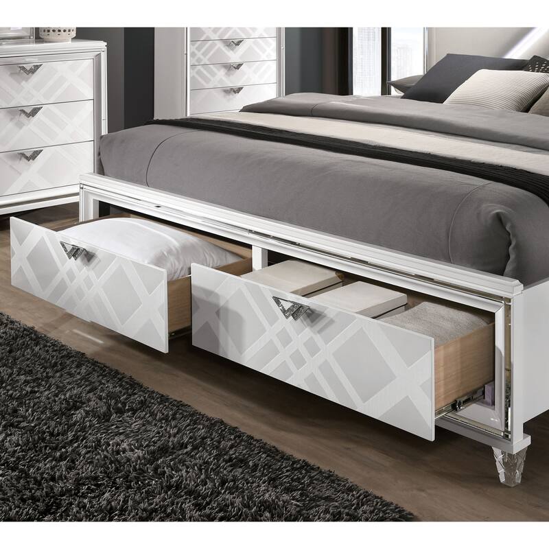 Furniture of America Bel Air Glam Wood 5-Piece Platform Bedroom Set with USB Port