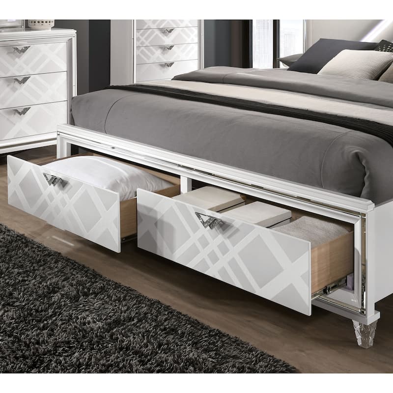 Furniture of America Bel Air Glam Wood 6-Piece Platform Bedroom Set with USB Port