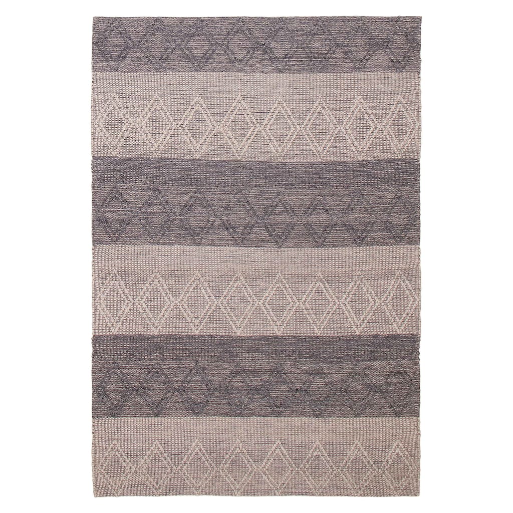 ECARPETGALLERY Braid weave Sienna Grey Wool Rug - 6'1 x 8'11
