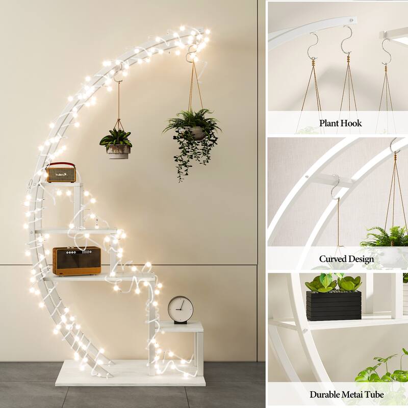 Metal Plant Stand 5 Tier Half Moon Shape set of 2