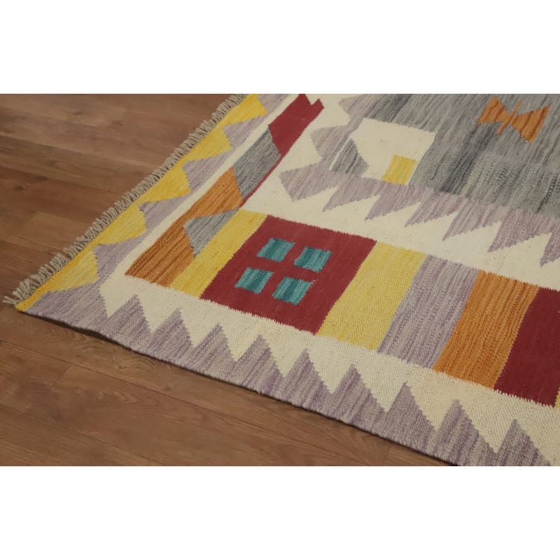Hand Woven Southwestern Wool Grey Geometric Area Rug - 9' 6'' X 8' 0''