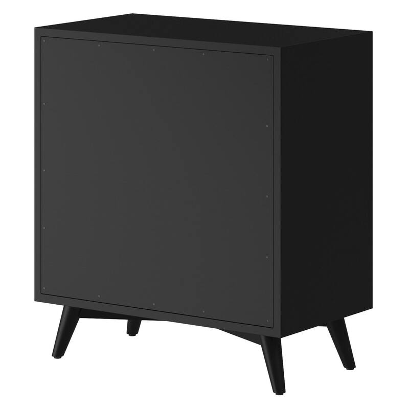 Alpine Furniture Flynn Mid Century Modern 3 Drawer Small Chest, Black