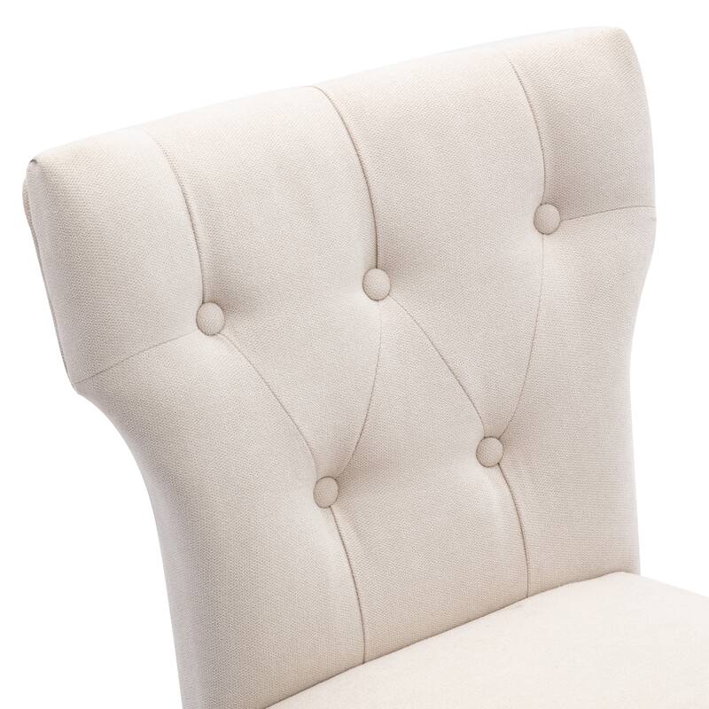 25 Inches Fabric Counter Height Bar Stools Button Tufted Upholstered Island Chairs Set of 2