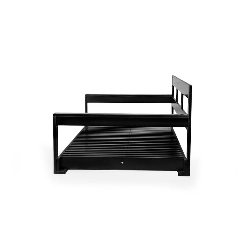 Patio Wooden Twin Size Porch Swing Daybed with 4 Hanging Ropes