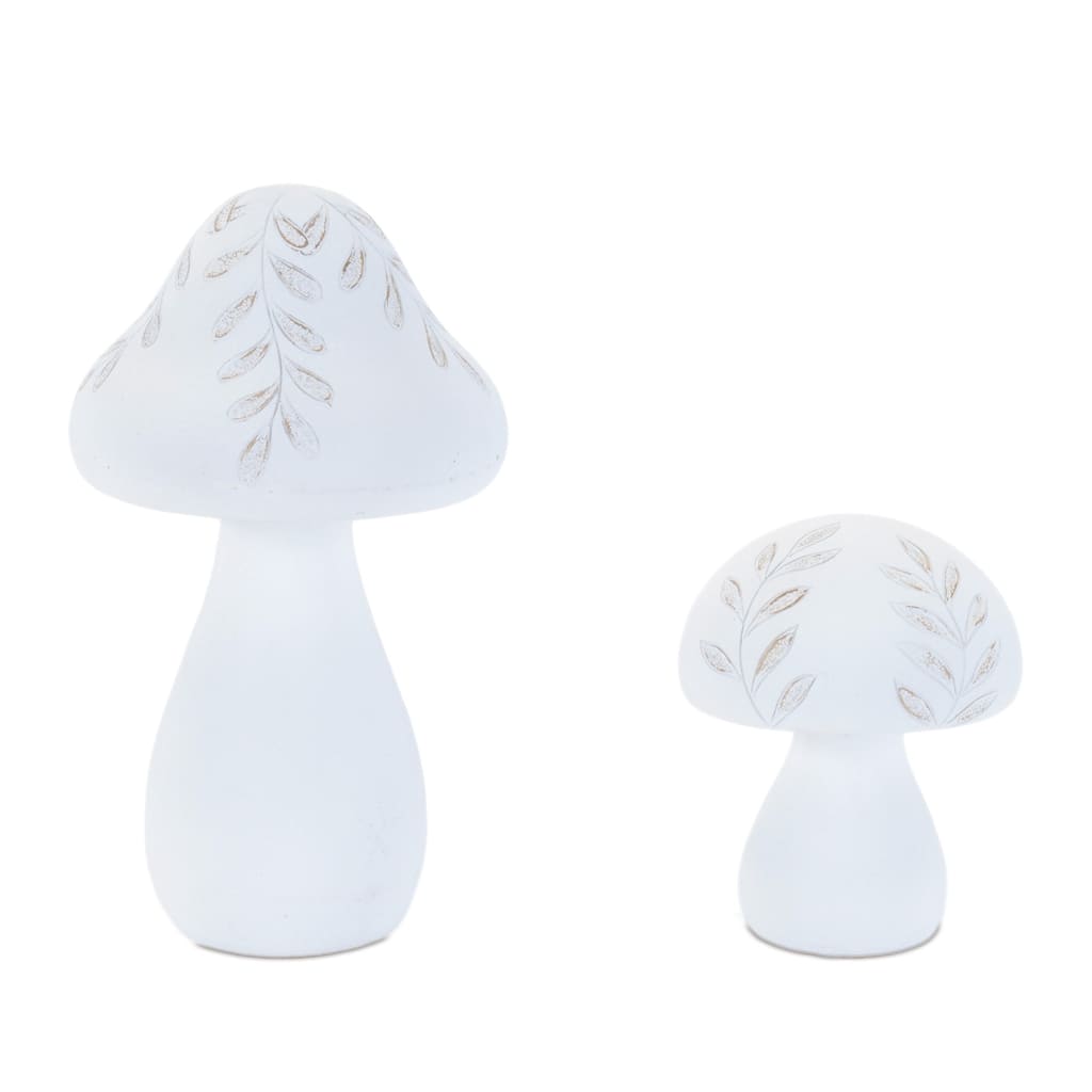 Etched Mushroom Figurine Decorations - 8" - Set of 2