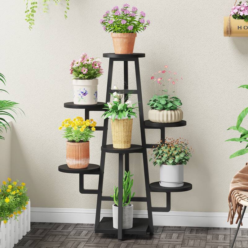 7 Tier Plant Stand Indoor, Tall Plant Shelf for Multiple Plants, Wooden Corner Plant Pots Holder Rack Flower Stand Shelf