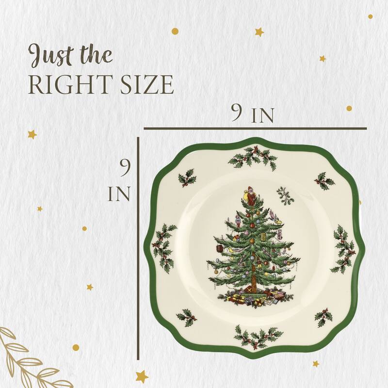Spode Christmas Tree Scalloped Set of 4 Salad Plates