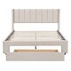 preview thumbnail 40 of 50, Beige Full Velvet Upholstered Bed with Large Storage Drawer - Stylish & Spacious