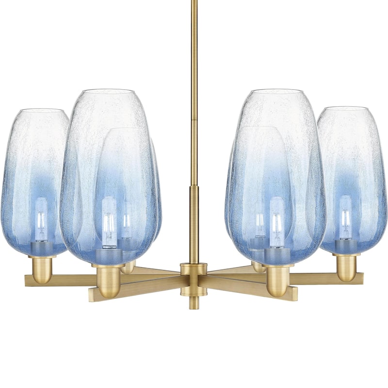 Innovations Lighting 716-6CR-17-24 Brookhaven Flute Chandelier - Brushed Brass / Sapphire Blue