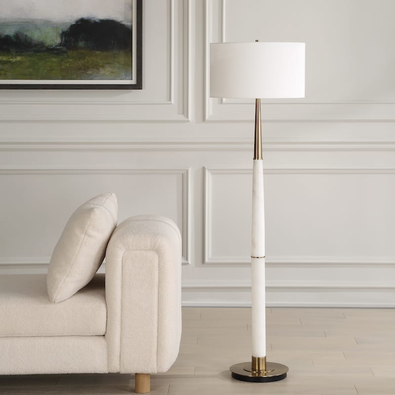 Uttermost Faro White Marble Floor Lamp - 61'' H X 17'' W X 17'' D