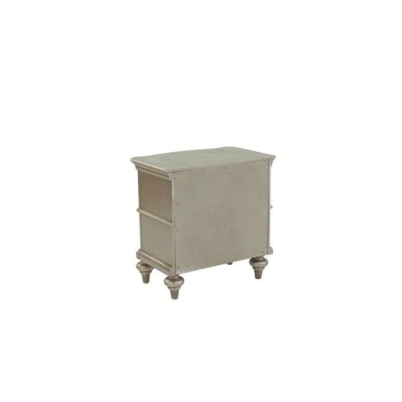 Wooden Nightstand in Champagne, Stylish Bedroom Storage Table, 28" x 17" x 28"H