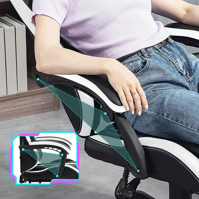 AVAWING Gaming Chair PU Leather Office Chair with Footrest