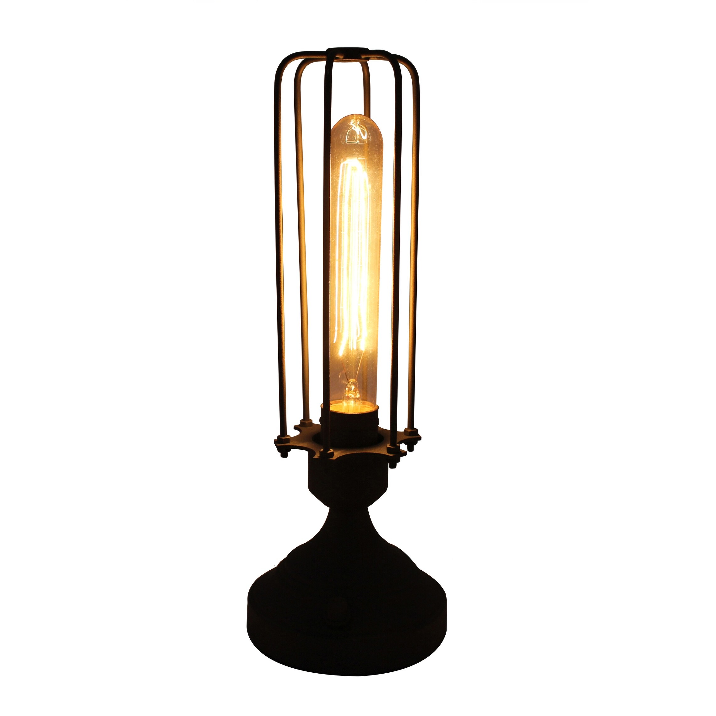 Burnham Industrial Cage Table Lamp Dimmer Switch 13 inch Tall Charcoal Gray On Sale Bed Bath Beyond 30786694