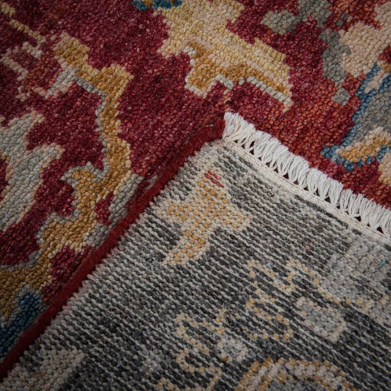 Alora Decor Lush Red Floral Hand Knotted Wool Area Rug