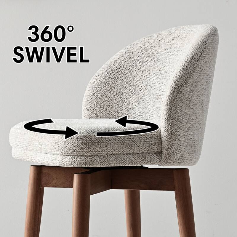 25.5" Swivel Solid Wood Leg Upholstered Counter Stool(Set of 4)