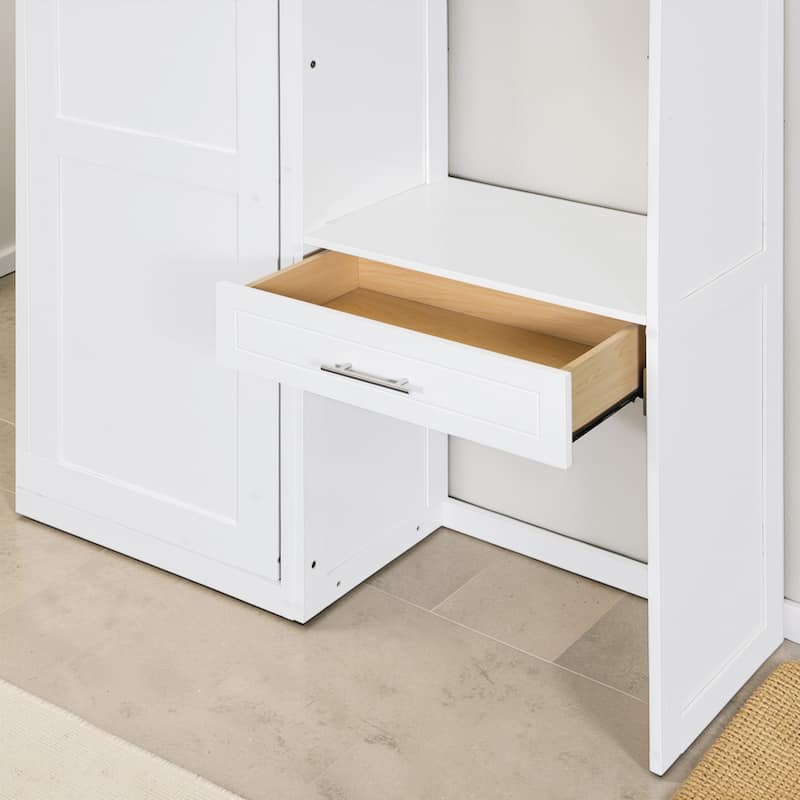 Foldable Queen Murphy Bed with Desk, Top Cabinet, Bookshelves - Space-Saving Wall Bed Design