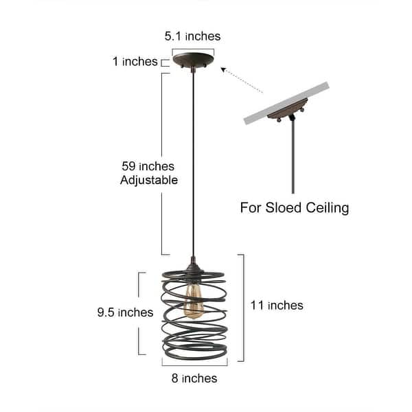 dimension image slide 0 of 3, LALUZ Modern Farmhouse 1-Light Pendant Light for the Kitchen Island Dining Room
