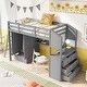 preview thumbnail 9 of 12, Pine Wood Loft Bed with Wardrobe, Desk, and Swappable Ladder - Twin Size