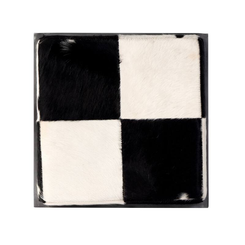 Stinson 26.5 in. Seat Height Hair on Hide Leather and Iron Counter Stool with Footrest