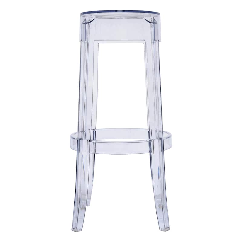 LeisureMod 30 in. High Backless Acrylic Counter Stool with Round Seat and Foot Rest - 30"