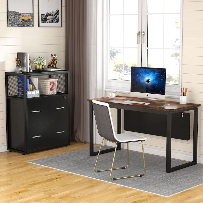 2-Drawer Lateral File Cabinets Legal Size, Large Filing Cabinet with Lock, Printer Stand