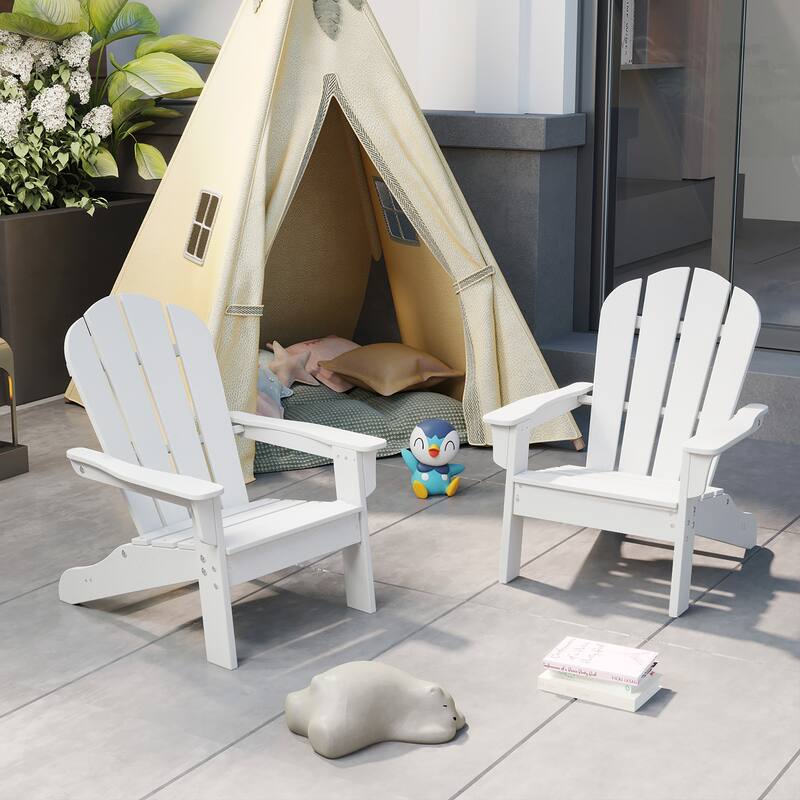 Gymax 2PCS Kid's Adirondack Chair All-Weather HDPE Toddler Lawn Chair