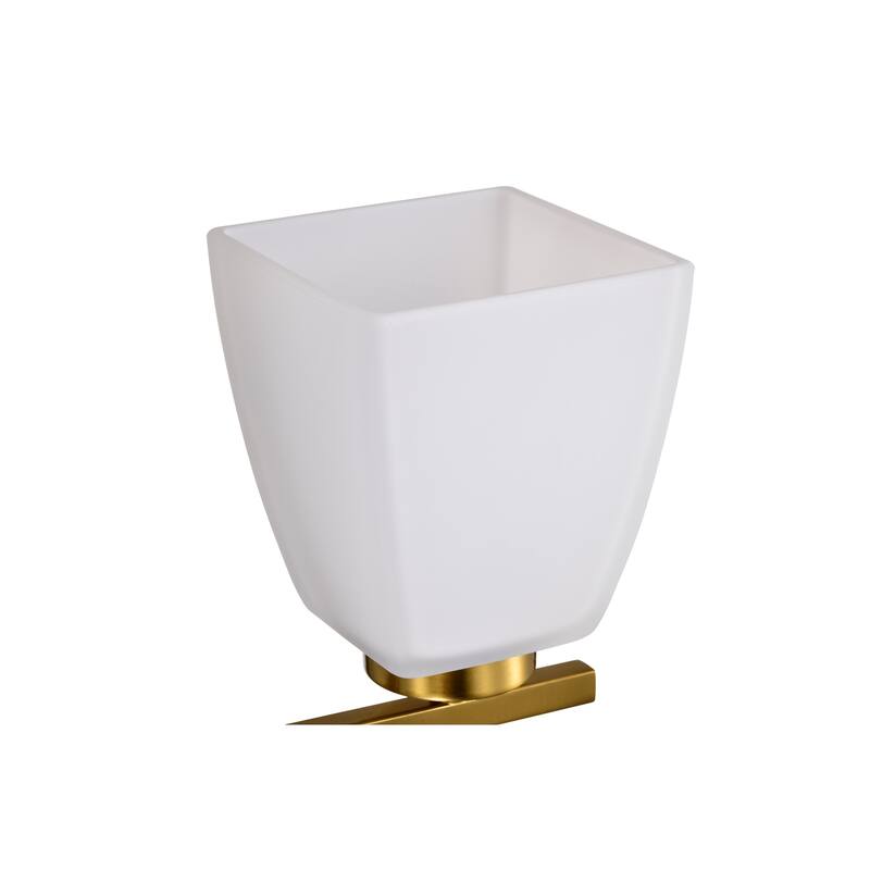 Brushed Nickel/Matte Black/Gold Modern 3-Light Vanity Light with Square Etched White Glass Shades