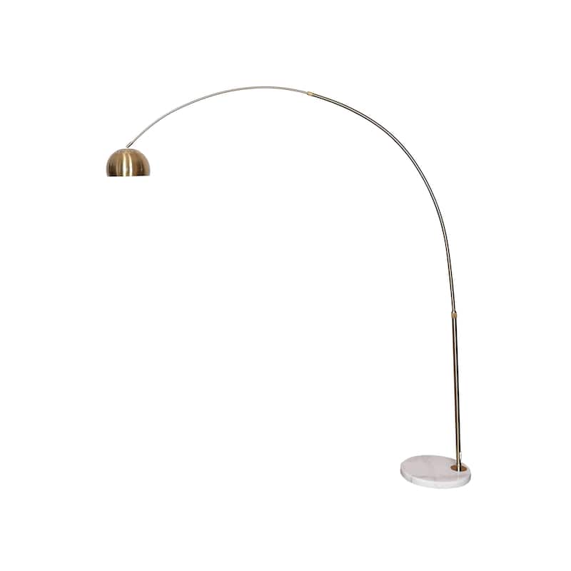 Floor Lamp with White Marble Base and Metal Lamp Shade Arco Collection - 76"