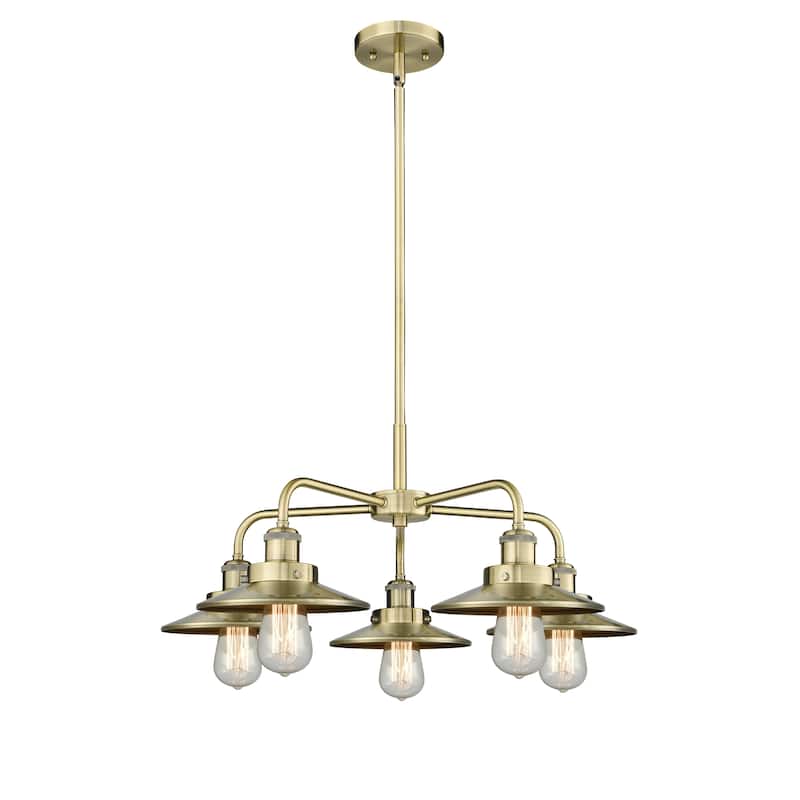Innovations Lighting Ballston Urban - 5 Light 26" Stem Hung Chandelier - Antique Brass