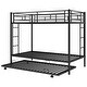 preview thumbnail 5 of 43, Twin over Twin Bunk Bed w/2 Side Ladder, Trundle and Guardrail, Modern Style Bunk Beds w/Slats, No Box Spring Required for Kids