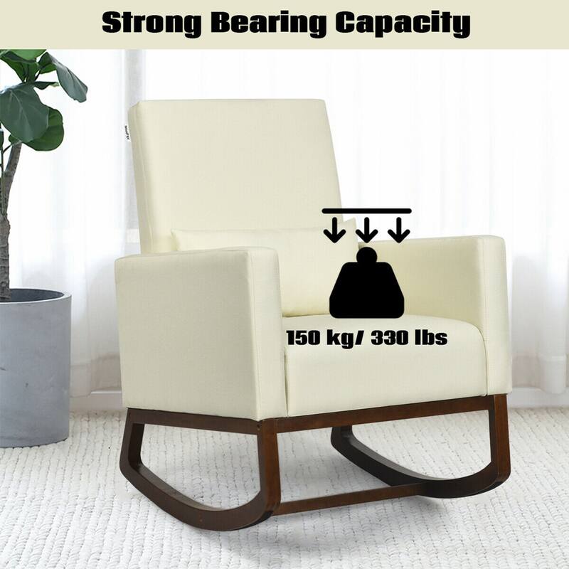 Gymax 2-in-1 Fabric Upholstered Rocking Chair Nursery Armchair with - See Details
