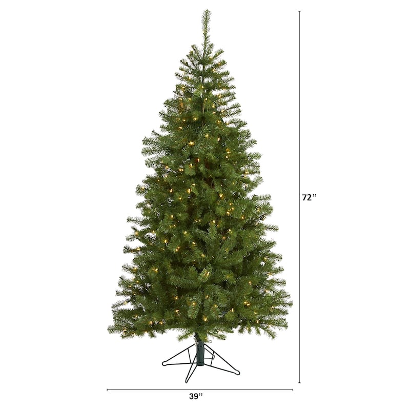 6' Pre-Lit Springfield Artificial Christmas Tree, Warm Clear LED Lights - 6 Foot