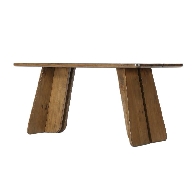 63-Inch Solid Pine Dining Table Rustic Wooden Kitchen Table - N/A