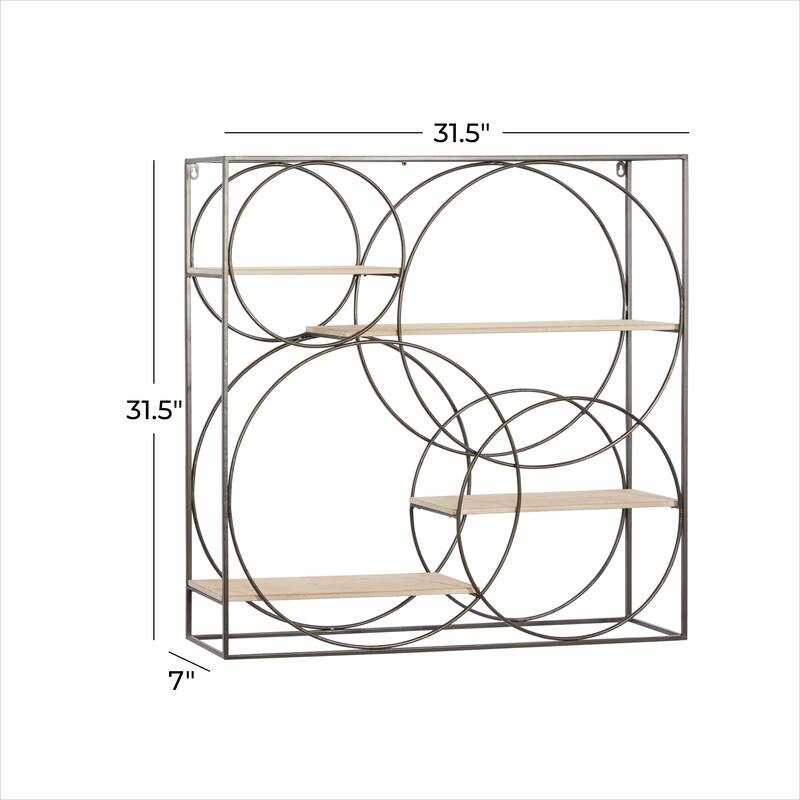Gray Metal 4 Shelves Wall Shelf