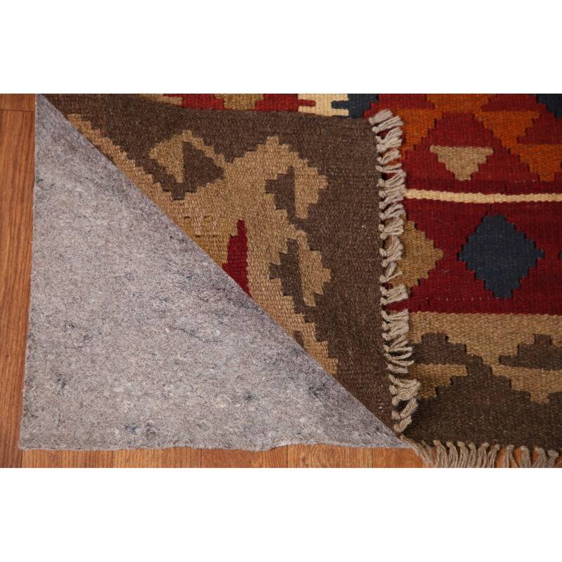 Geometric Modern Kilim Rug Reversible Hand-woven Wool Carpet - 6'4"x 9'8"