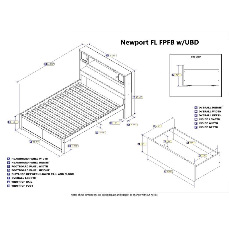Antique Platform Bed with Drawers - White Bed Frame, Storage Bed, Modern Bed, Space Saving Design