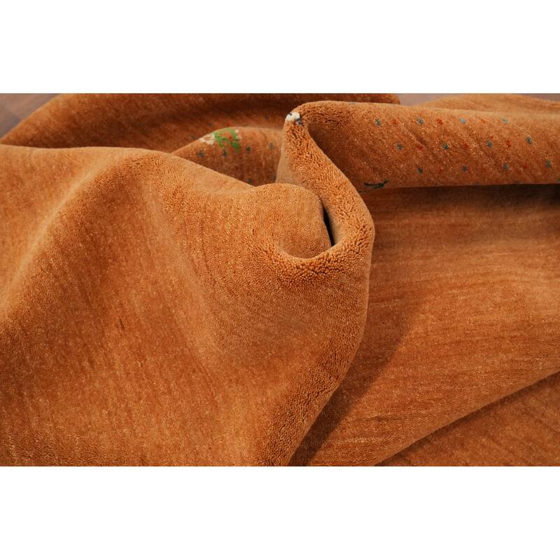Hand Knotted Oriental 100% Wool Carpet Tribal Animal Pictorial Oranges & Rust Gabbeh Area Rug - 8' 11'' X 8' 11''