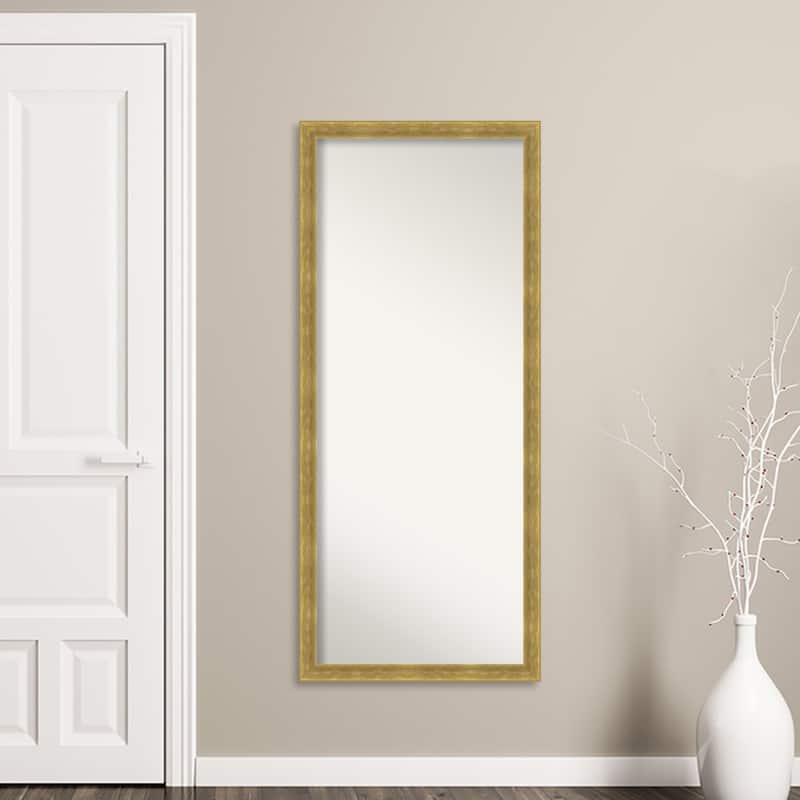 Angled Non-Beveled Wood Framed Full-Length Floor Leaner Mirror - Glass Size 24x60