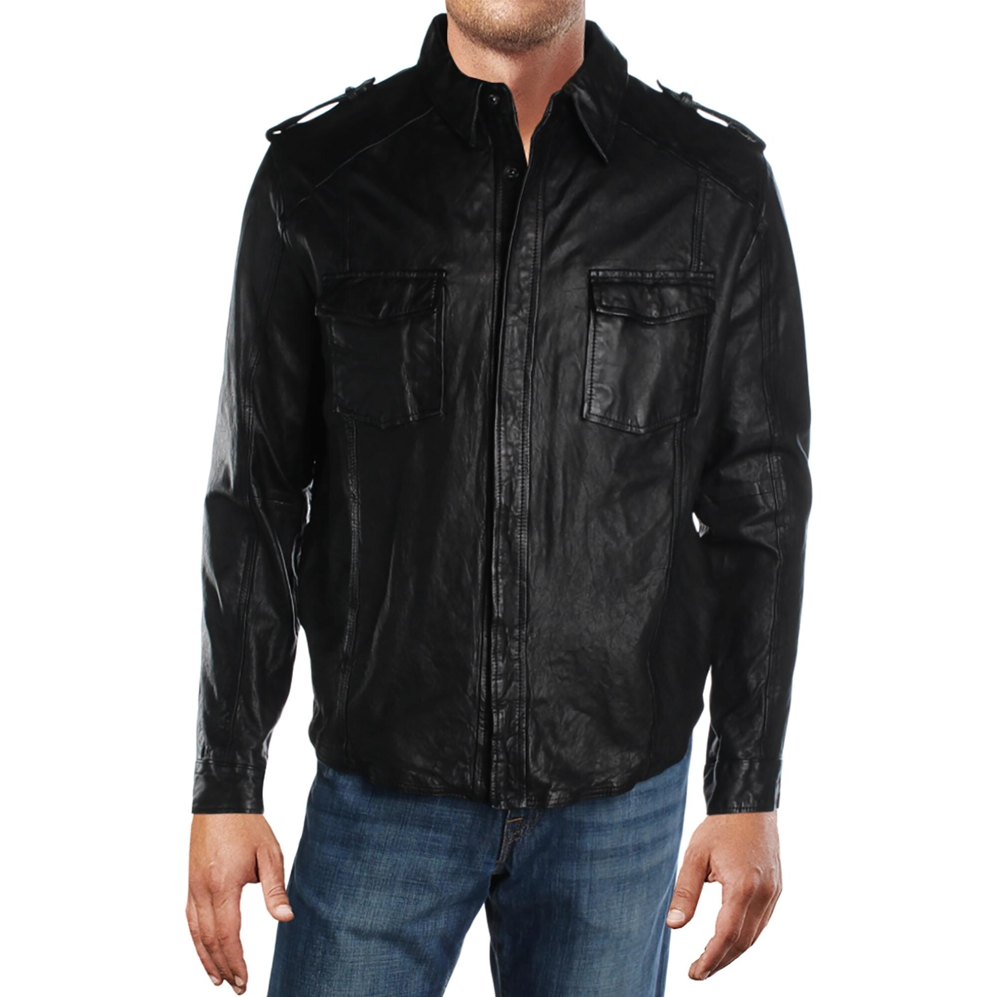 Shop Kenneth Cole New York Mens Bomber Jacket Leather Winter