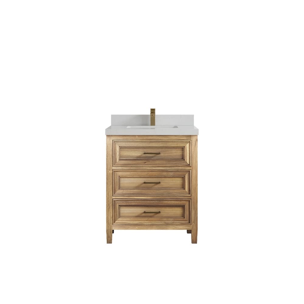 Willow Collections 30 in. W x 22 in. D Santa Monica Teak Single Sink Bathroom Vanity with Countertop