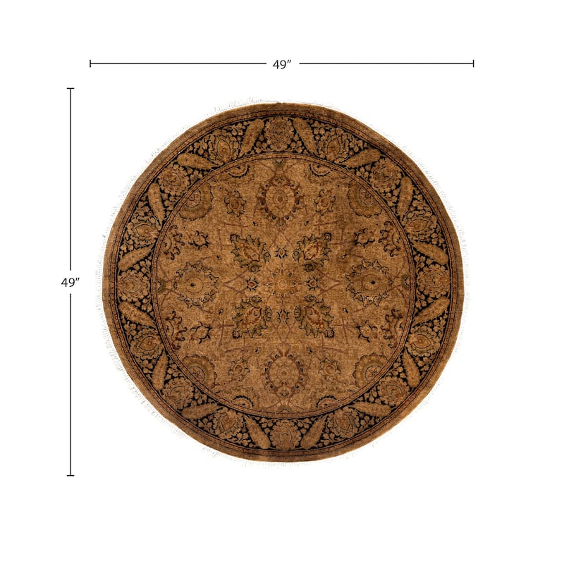 Overdyed One-of-a-Kind Hand-Knotted Round Area Rug - Gold - 4' 1" x 4' 1"