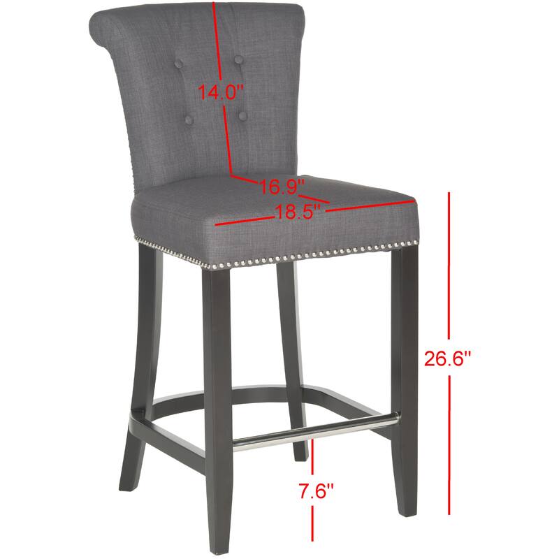 SAFAVIEH Deedee Charcoal Ring Counter Stool - 19.6" x 24.2" x 39.8" - 20Wx24Dx40H