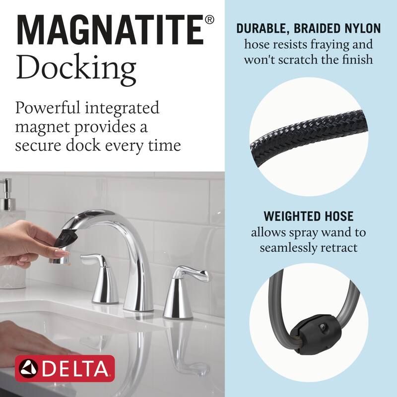 Delta 35840LF-PD Arvo 1.2 GPM Widespread Bathroom Faucet with Pull