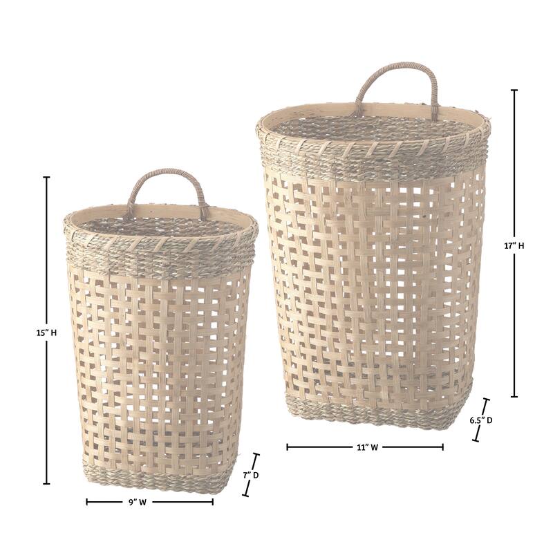 15-17" Bamboo Rattan Wall Basket