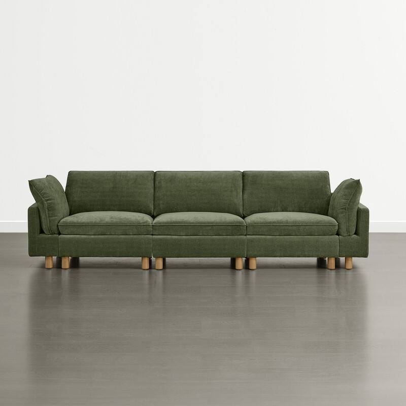 Spruce & Spring Modular Cloud Couch Sofa with Wood Legs for Living Room