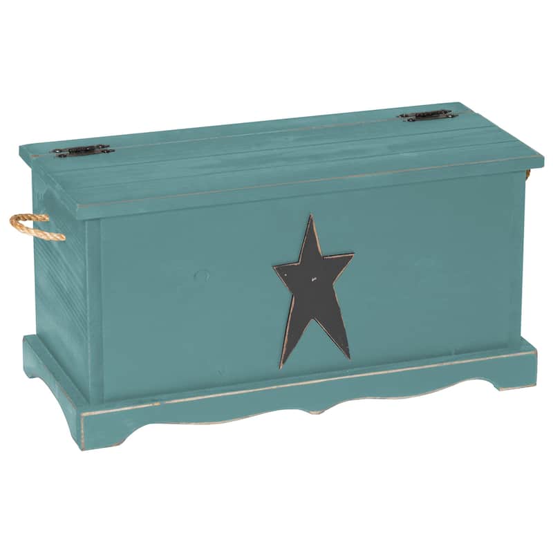 Farmhouse Storage Chest with Rustic Star - Sea Foam Green